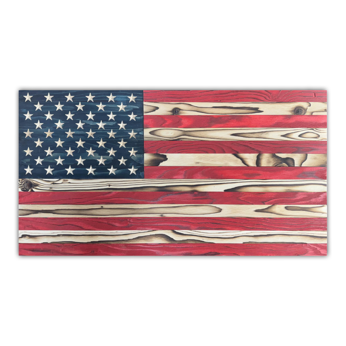 Signature Character Grain Wooden American Flag