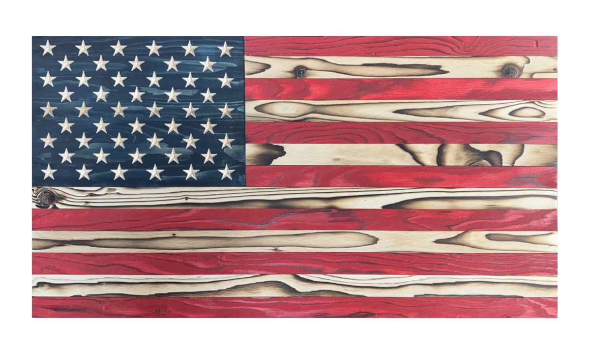 Signature Character Grain Wooden American Flag