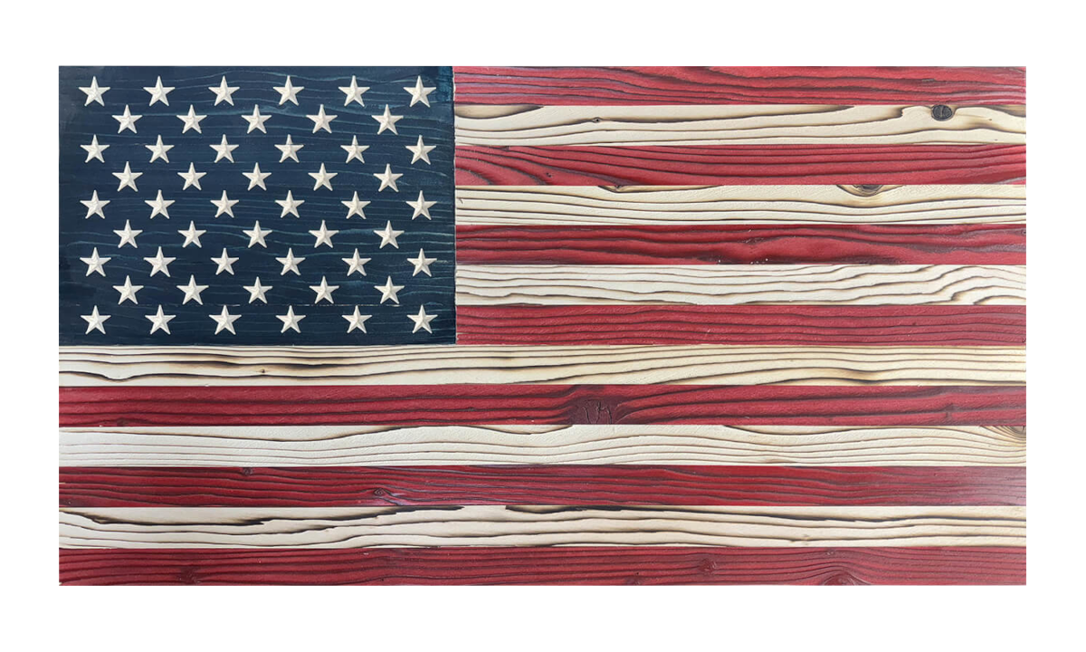 Signature Straight Grain Wooden American Flag
