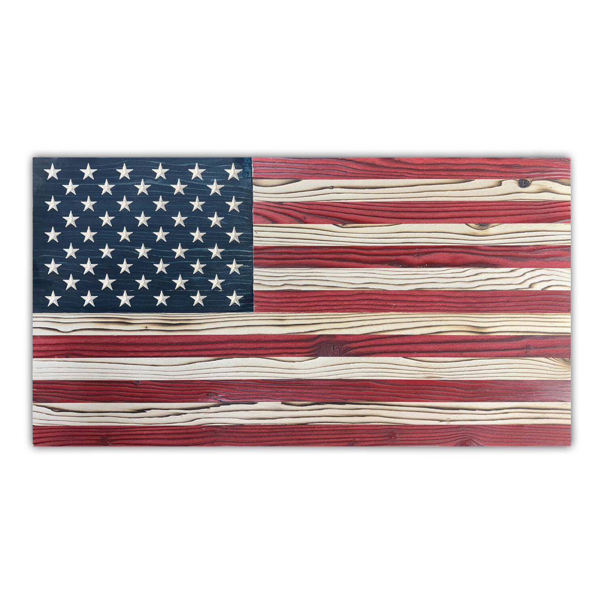 Signature Straight Grain Wooden American Flag